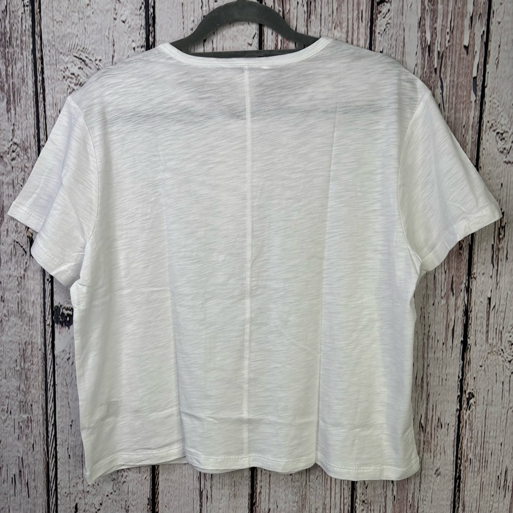 🏷️NWT Athleta Size Large Essential Slub Tee Bright White Semi-Fitted Crew Neck - Picture 4 of 16